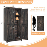 AMERLIFE Farmhouse Armoire Wardrobe Closet with 2 Barn Doors, 71'' Storage Cabinet with Hanging Rod & Shelf, Versatile Clothing Storage for Bedroom, Black Walnut AMERLIFE