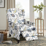 Consofa Upholstered Wingback Recliner Chair - Traditional Push Back Recliner Chair with Padded Seat, Fabric Floral Recliner Wingback Chair, Mid Century Modern Armchair for Living Room Consofa