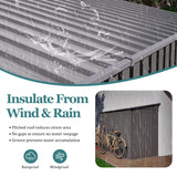 Vigo huseeo 4 * 9.2 FT Outdoor Storage Shed, Galvanized Steel Garden Shed with Lockable Door & Window, Waterproof Metal Tool Storage for Garden, Backyard, Patio, Lawn(Gray) Vigo huseeo