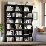 Gyfimoie 71" Triple Wide Bookshelf, 6 Tier Tall Bookcase with Storage, Large Book Shelves with 18 Open Display Shelves, Black Bookcase for Living Room, Study, Home Office, Library (Black) Gyfimoie