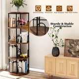 Arbcoler 4 Tier Rotating Bookshelf, 360 ° Display Corner Book Shelf, Stackable Spinning Bookshelf Tower, Narrow Tall Revolving Bookcase, Round Swivel Storage Organizer (Black, 4 Tiers) Arbcoler