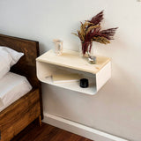 Floating Nightstand with Spruce Top | Modern Bedroom Decor | Minimalist Wall-Mounted Bedside Nightstand| Wall Mounted Shelf | Cloudy Oasis: Serene White Ultimate Premium Products