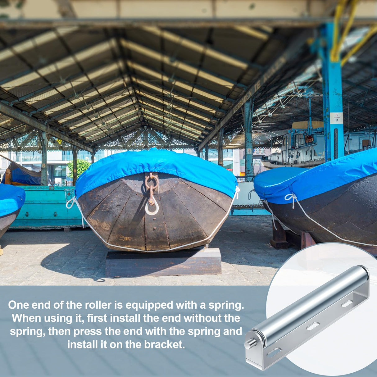 Therwen 4 Sets 1.5'' Diameter Conveyor Rollers with Roller Stands 10'' Galvanized Steel Long Roller and Bracket Set Easy Install Industrial Use Metal Canoe Kayak Woodworking Heavy Goods Support Kit Therwen