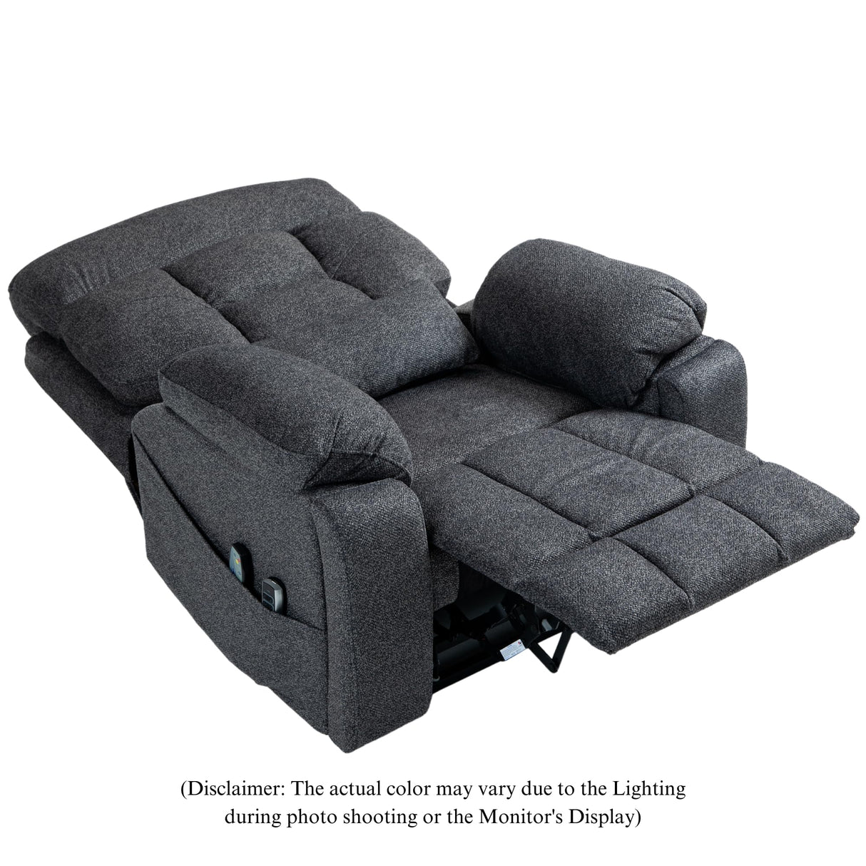 JUUXO 4-Motor Lay Flat Power Lift Recliner Chair with Heat & Massage - Power Adjustable Headrest, Backrest, Lumbar & Legrest - Big Tall Recliners, 4-Point Massage (Seat Heating) JUUXO