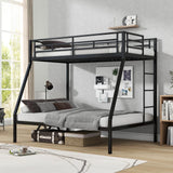 KOMFOTT Metal Twin Over Full Bunk Bed, Heavy Duty Bed Frame with Integrated Ladder, Full-Length Guardrails for Teens & Adults, Space-Saving Bunk Bed for Bedroom & Dorm, No Box Spring Required KOMFOTT