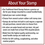 Personalized Rubber Hand Stamp, Wood Handle with Custom Logo | Multiple Size Options Available | Upload Your Own Logo (1"x1") 904 Custom
