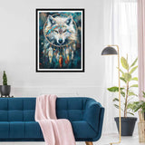 SKRYUIE 5D Wolf Diamond Painting Kits - DIY Diamond Art Kits for Adults Dreamcatcher, Full Round Drill - Crystal Cross Stitch - Adults Craft for Wall & Office Decor - 12x16 Inch q19 SKRYUIE