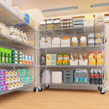 PrimeZone 4 Tier 55.5" Wx24 Dx76 H Wire Shelving with Wheels 2400lbs NSF Certified Storage Shelves Heavy Duty Metal Shelf Adjustable Rolling Rack Commercial Garage Restaurant Warehouse Kitchen Chrome PrimeZone