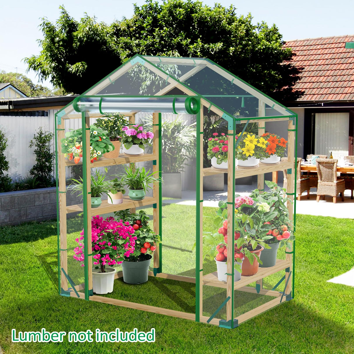 Walk in Greenhouse, 65x39x81 inch Green House for Plants, Include Greenhouse Kit and Greenhouse PVC Cover, Portable Greenhouses for Outdoors Winter MOFEEZ