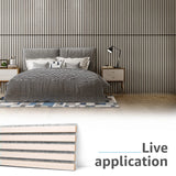 Art3d 2 Wood Slat Acoustic Panels for Wall and Ceiling - 3D Fluted Sound Absorbing Panel with Wood Finish - White Elm Art3d