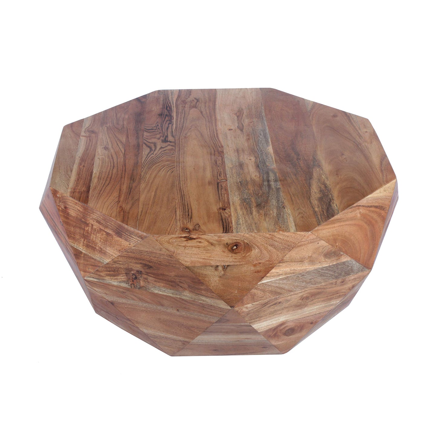 The Urban Port 33-Inch Diamond Shape Acacia Wood Coffee Table with Smooth Top, Natural Brown - WoodArtSupply