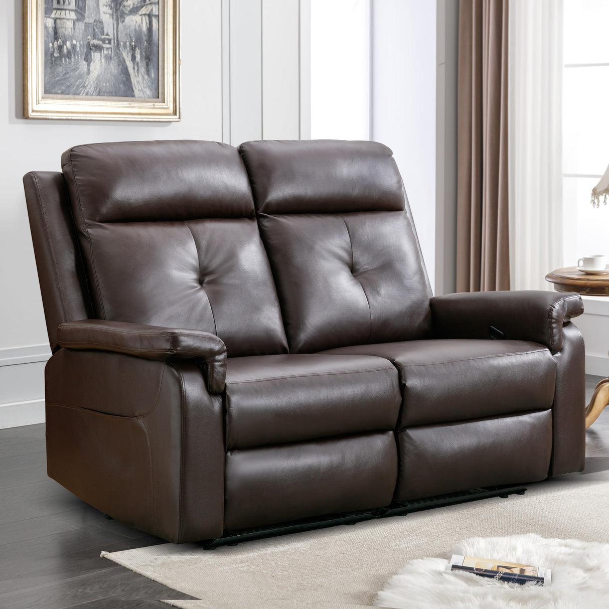 GUEAPY Loveseat Recliner Sofa with Heat and Massage – Manual Double Reclining 2-Seater Couch with Infinite Positions, Ergonomic Padded Seat, Side Pockets, for Living Room, Bedroom, Home Theater GUEAPY