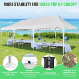 HOTEEL 10x30 Canopy Tent with Walls Party Tent 10x30 Pop Up Canopy Event Tent 10x30 UPF 50+ Windproof Waterproof Wedding Tents for Parties Gazebo Canopy with Roller Bag & 4 Weights Bags,White Hoteel