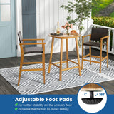 HAPPYGRILL 31.5” Round Bar Table, Bar Height Table with Umbrella Hole & Slatted Tabletop, Acacia Wood Patio Bistro Table, Side Table for Indoors Outdoors HAPPYGRILL