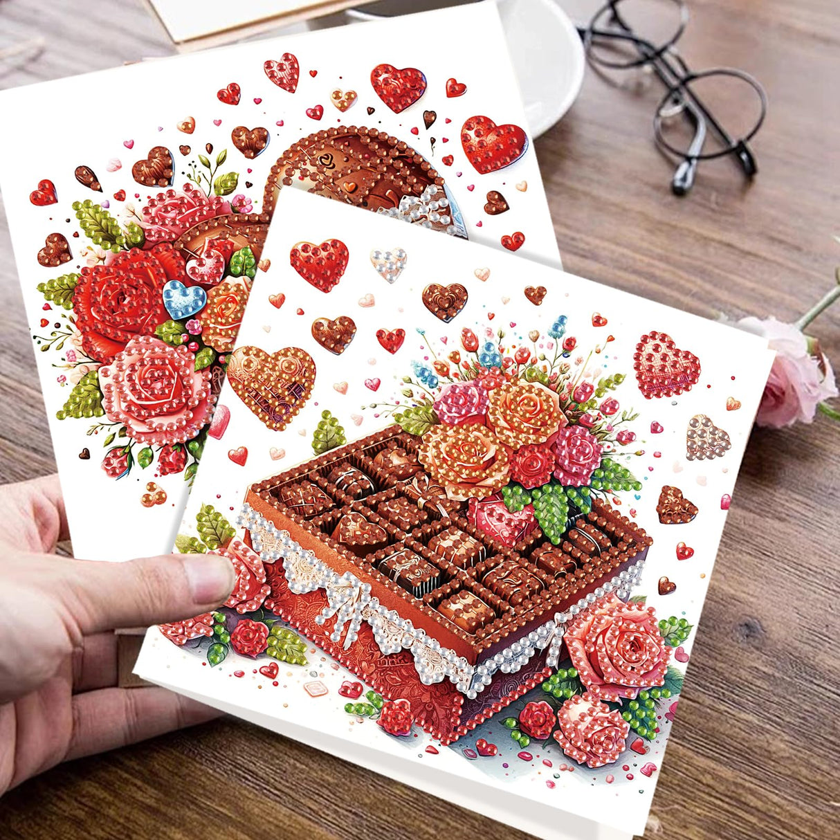 JISHSHAY 6 PCS Diamond Art Greeting Cards Dessert Diamond Painting Birthday Cards Food Gem Art Gem Painting Mosaic Kits for Adults for Thanksgiving Anniversary Valentine Graduation All-Occasion JISHSHAY