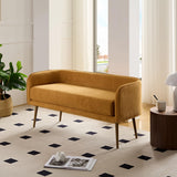 Forshare Bedroom Bench with Low Back,Inside Metal Frame, Extra Seat for Living Room,Entryway or Dinning Bench (Yellow) … Forshare