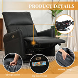 QKFF Power Swivel Rocker Recliner Chair for Nursery, Upholstered 270° Swivel Glider Chair with USB Ports, Power Recliners for Small Spaces Living Room QKFF