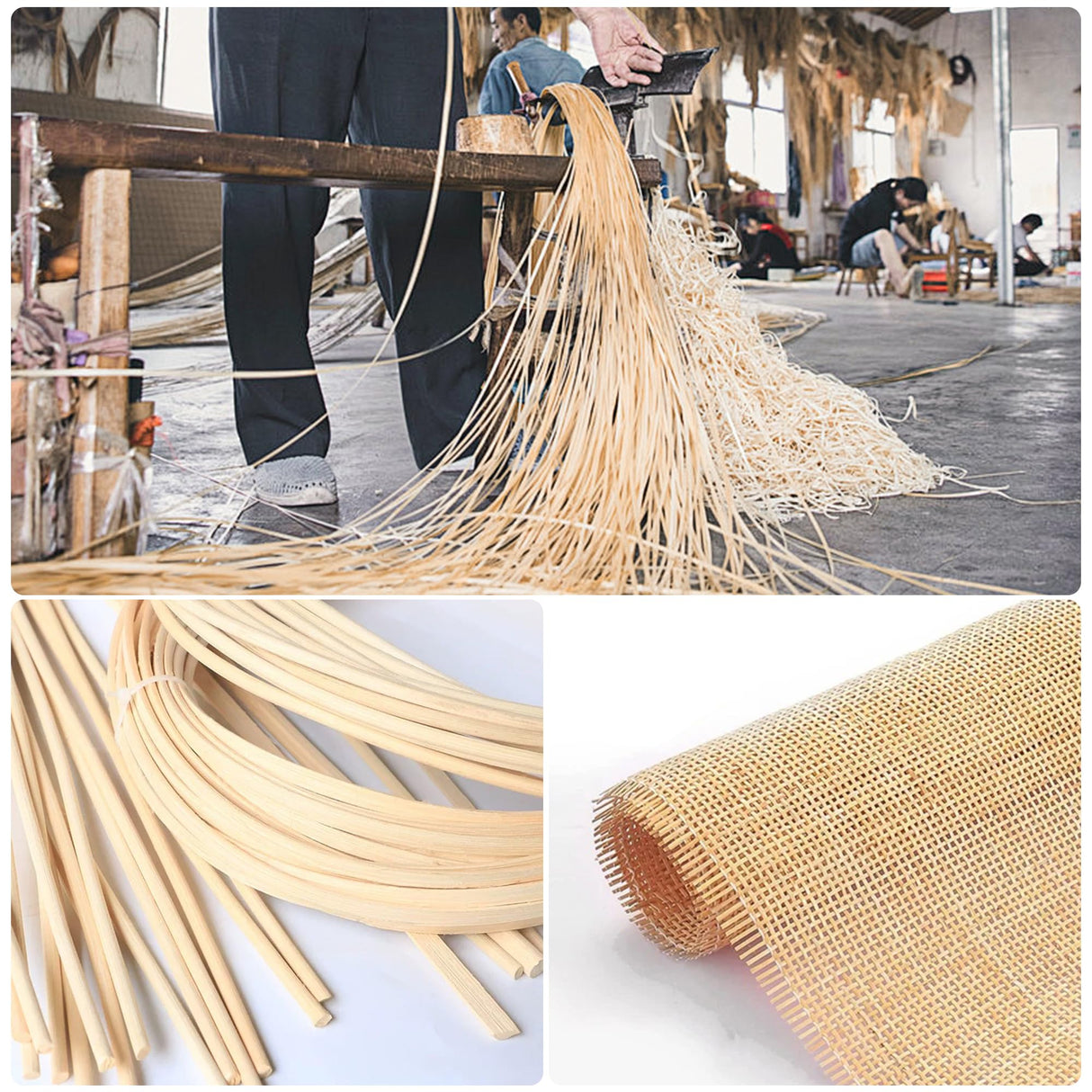 IDEALHOUSE 7 Drawer Dresser for Bedroom, 47.3" Wide Natural Rattan Chest of Drawers, Wood Boho Clothing Storage Organizer, Dresser TV Stand Cabinet for Living Room, White IDEALHOUSE