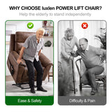 Power Lift Recliner Chair for Elderly People, Dual Motor Lay Flat Recliner with Vibration Massage and Heat, Heavy Duty Motion Mechanism Standing Assistance Reclining Chair, Faux Leather Brown Luxlen