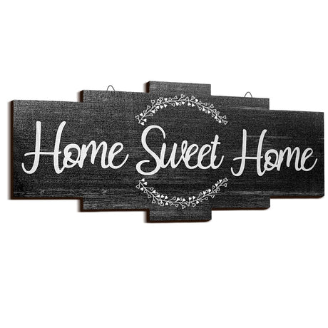 Jetec Home Sweet Home Sign, Rustic Wood Home Wall Decor, Large Farmhouse Home Sign Plaque Wall Hanging Wooden Sign for Bedroom, Living Room, Wall, Wedding Decor (Black) Jetec