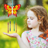 TREACLUB 10 Pack Butterfly Wind Chime Kit for Kids Make Your Own Butterfly Wind Chime Wooden Crafts DIY Make a Wind Chime Kit DIY Coloring Butterfly Ornaments for Girls Boys TREACLUB