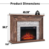 Aitjunz 45" Flip Top Electric Fireplace with Mantel, Electric Fireplace Heater, TV Stand with Freestanding Electric Fireplaces, Remote Control, Adjustable Flame Level for Living Room (Light Brown) Aitjunz