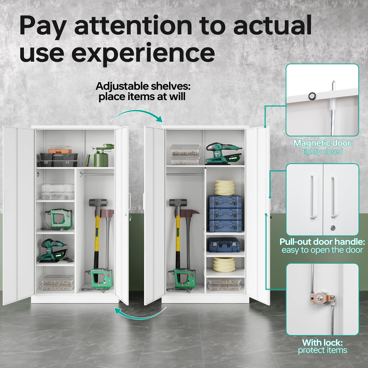 SISESOL Metal Storage Cabinets Locker with Locker Shelf, 72" Armoire Closet Organizer with Hanging Rod Storage Locker, Cabinet for Bathroom Storage Cabinet with Doors Lockers for Employees SISESOL
