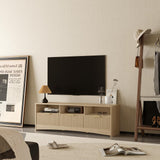 Amada TV Stand for 50-65" TV, Fluted Modern TV Stand Entertainment Center with Drawers and Open Shelf, Waveform Panel, Sleek Curved Profile Media TV Console Table for Living Room, Bedroom, Nature Oak AMADA HOMEFURNISHING