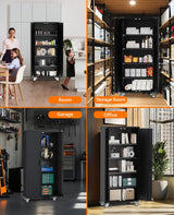 Metal Storage Cabinet 72" H with Wheels, Steel Tool Cabinet with Pegboard and 4 Adjustable Shelves, Lockable Rolling Garage Cabinet for Home,Garage,Office Organization GarveeHome