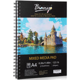 Bianyo Mixed Media Paper Pad, A4 (8.26" X 11.69"), 60 Sheets/Each, 123 LB/200 GSM, Pack of 1 Pad, Spiral-Bound Pad, Ideal for Wet & Dry Media Like Art Marker, Watercolor, Acrylic, Pastel, Pencil Bianyo