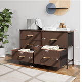 Nicehill Dresser for Bedroom with 5 Drawers, Storage Drawer Organizer, Wide Chest of Drawers for Closet, Clothes, Kids, Baby, TV Stand with Storage Drawers, Wood Board, Fabric Drawers（Brown） Nicehill