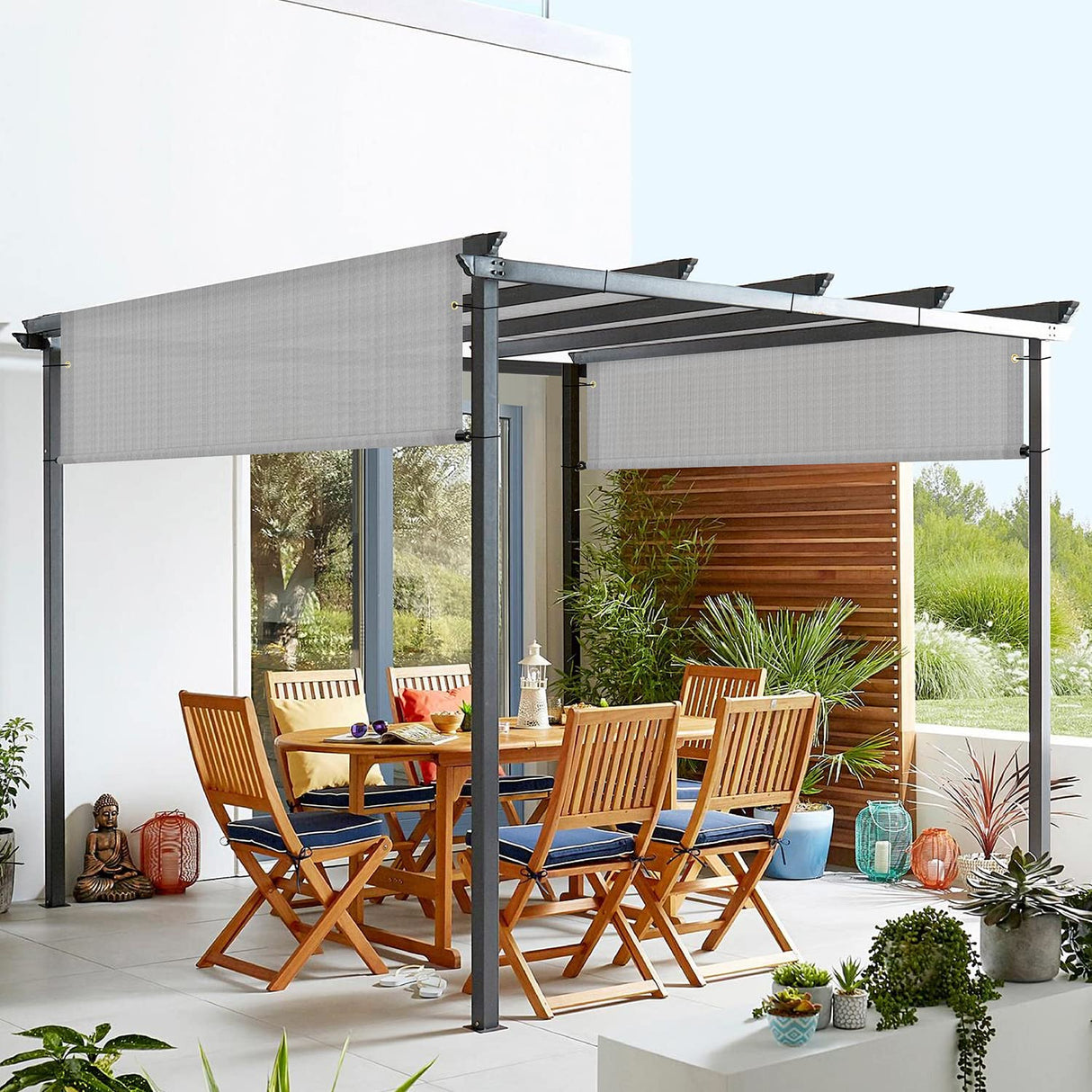 FLORALEAF 6'×15' Pergola Shade Cover Universal Replacement Canopy for Outdoor Patio Porch Backyard Gazebo with Grommets Weighted Rods FLORALEAF