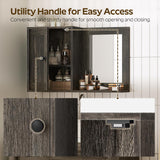 YATINEY Bathroom Medicine Cabinet with Mirror, Wall Mounted Home Storage, Medicine Cabinet Mirror, Bathroom Wall Cabinet, Adjustable Shelf, for Laundry Room, Bedroom, Camper, Hallway, Smoky Oak YATINEY