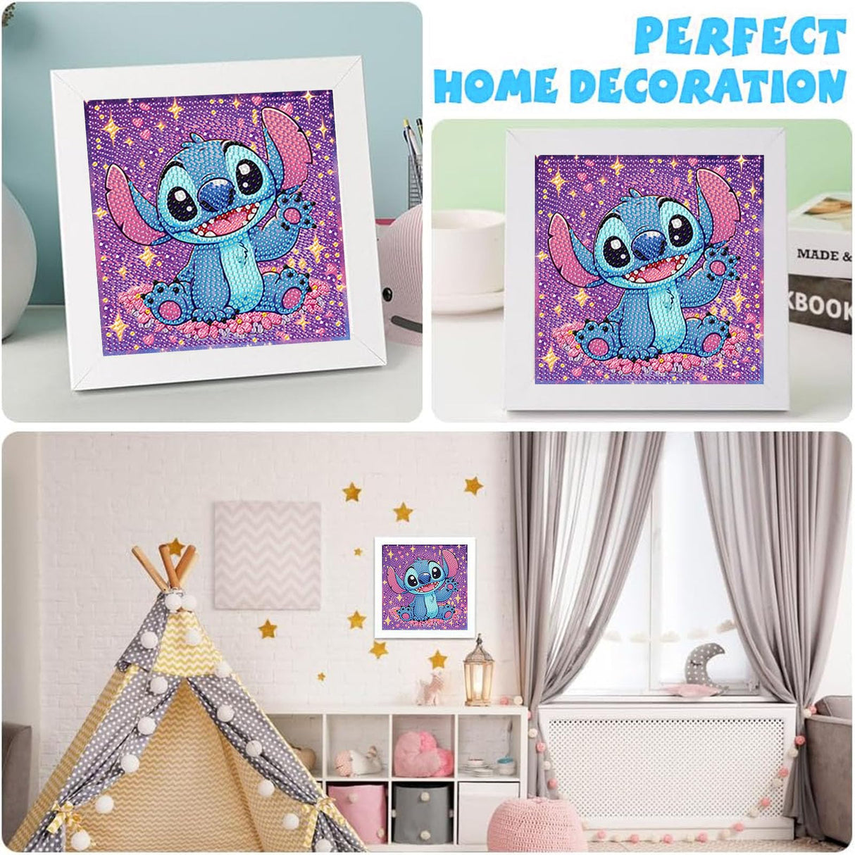 KOJEFCV Cartoon Diamond Art Painting Kits for Kids with Frame, Cartoon Diamond Art for Kids Ages 4-8-12, Easy Gem Kit Kid with Beautiful Package for Gift Home Wall Decor (7x7inch) KOJEFCV