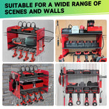 NRCUWI Garden Power Tool Organizer, Heavy Duty Tools Storage Rack Wall Mount with Charging Station, 3 Layers Yard Tool Shelf Drill Holder for Ryobi Tools - Ideal for Garage, Workshop NRCUWI