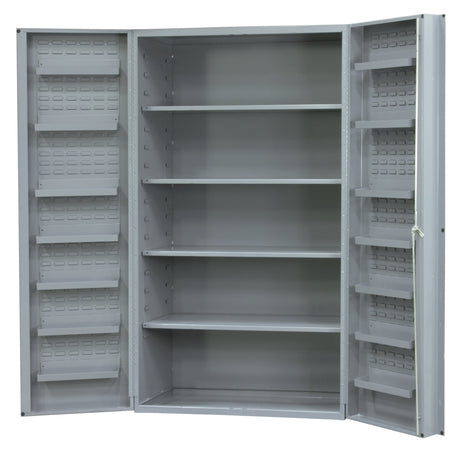 Durham Heavy Duty Welded 14 Gauge Steel Cabinet with 14 Door Shelves, DC48-4S14DS-95, 700 lbs Capacity, 24" Length x 48" Width x 78" Height, 4 Durham