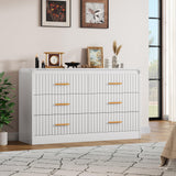 YITAHOME 6-Drawer Dresser with Built-in Power Outlet, Wood TV Stand with 6 Large Drawers and Bar Handles, White Dresser Chest of Drawers for Living Room, Hallway, Entryway YITAHOME