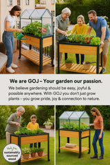 GOJ Raised Garden Bed Wood 48x24x32 inch with Greenhouse & Lockable Wheels - Elevated Wood Planter Box for Outdoors Vegetable Flower Bed Herb Planter - 400 lbs Capacity GOJ YOUR GARDEN, OUR PASSION