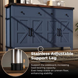 VVFLU Buffet Cabinet with Storage Farmhouse with 4 Doors and 2 Drawers, 55'' Large Kitchen Storage Cabinet Blue Wood Coffee Bar Buffet Sideboard for Kitchen, Dining Room, Living Room VVFLU