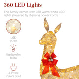 Best Choice Products 3-Piece Large Lighted Christmas Deer Family Set 5Ft Outdoor Yard Decoration with 360 LED Lights, Stakes, Zip Ties - Gold Best Choice Products