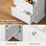 Treocho Bathroom Floor Cabinet, White Bathroom Storage Cabinet with Drawers and Adjustable Shelf, Freestanding Kitchen Pantry Cupboard with 2 Doors for Living Room Treocho