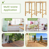 Giantex 26" Counter Height Wood Bar Stools Set of 2, Boho Rattan Barstools, Max Load 330 Lbs, Armless Saddle Kitchen Stools, Backless Wicker Bar Stools for Kitchen Counter Indoor Outdoor Giantex
