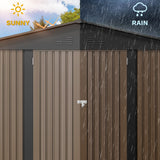 DWVO 10x8FT Outdoor Storage Shed, Spacious Metal Tool Shed with Lockable Doors & Ventilation for Patio, Lawn, and Backyard, Ideal for Storing Garden Equipment, Lawnmowers, and Bicycles, Brown DWVO