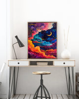 Abstract Sky 5D DIY Diamond Painting Kits for Adults, Moon Diamond Art Kits for Beginners, Full Drill Dot Painting Gem Art Kits for Home Wall Decor11.8 x15.7 Inch 5DDIYART