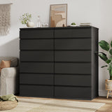 Black Tall 7 Drawer Dresser for Bedroom, Modern Wood Closet Dressers & Chests of Drawers with Jewelry Storage, 23.6" L*15.8" W*47.5" H in Large Vertical Dresser for Bedroom, Living Room, Nursery Jocoevol
