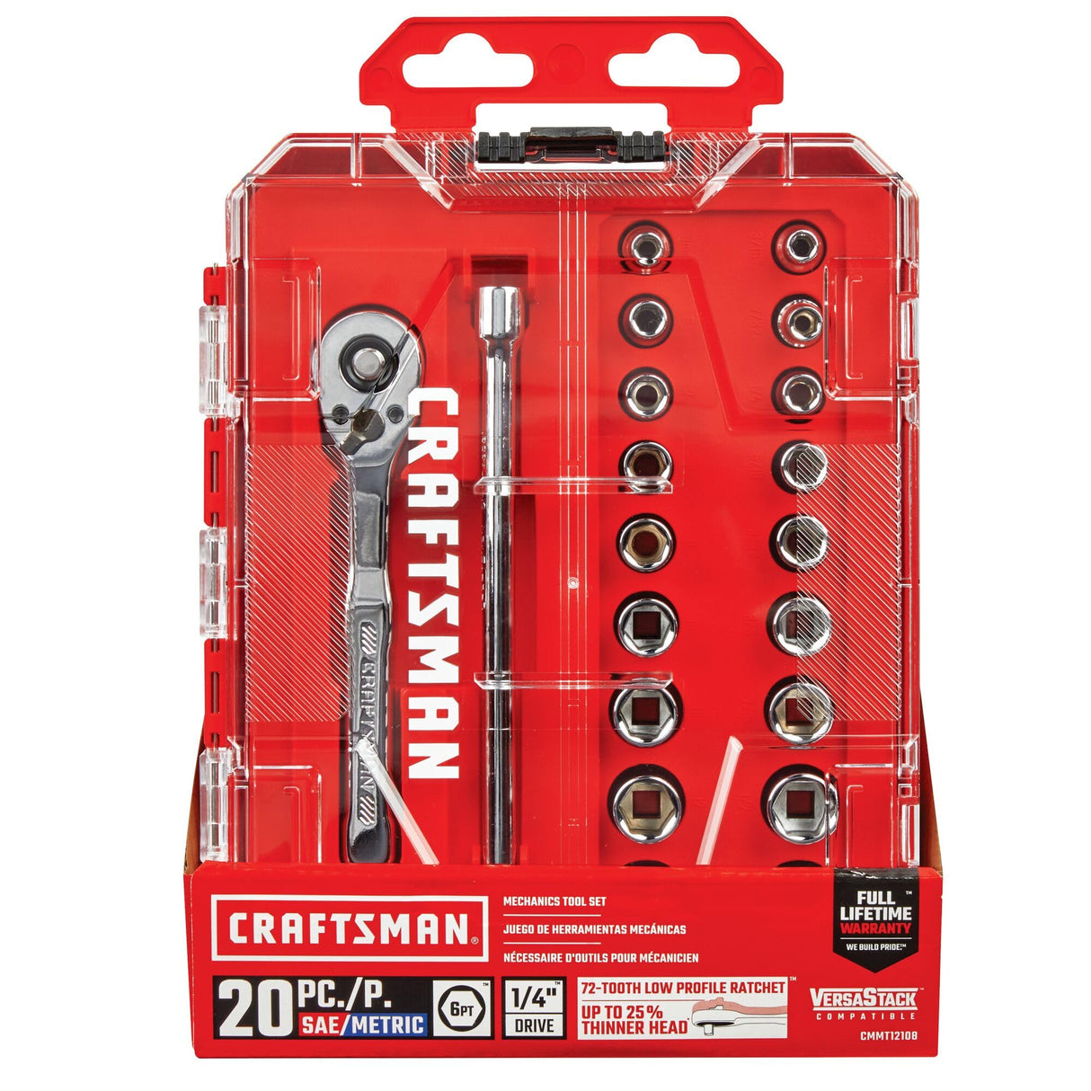 CRAFTSMAN Mechanics Tool Set, 1/4 Inch Drive, 20 Piece (CMMT12108) Craftsman