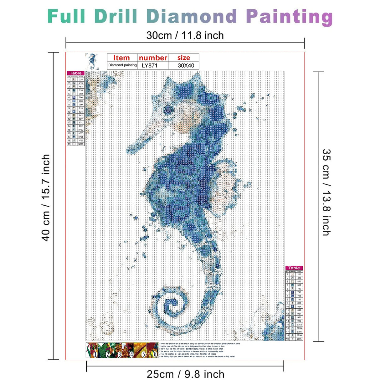 Seahorse Diamond Painting Kits for Adults, Ocean 5D Diamond Art Kits for Adults Kids Beginners Full Drill Diamond Dots Paintings with Diamonds Gem Art Kits for DIY Crafts (12 x 16 inch) APCGSM