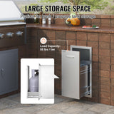 VEVOR Pull Out Trash Drawer 13.4"W x 25.7"H x 19.6"D Lower Sliding Rails Stainless Steel Roll Out Trash Bin Pull Out Tray Outdoor Kitchen Trash Drawer with Handle for BBQ Island Grill Station VEVOR