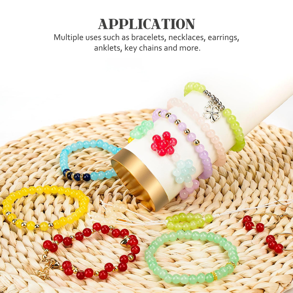 Sistenia 6mm Glass Beads Bracelet Making Kit 1400pcs, 24 Colors Crystal Beads for Jewelry Making Round Beads DIY Crafts with Spacer Beads Charms Accessories Sistenia