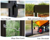 Jocisland 14x9.5x9 FT Polycarbonate Greenhouse- 6 FT Wall Height Outdoor Aluminum Greenhouses with 2 Ventilation and Rain Gutter, Double Doors with Hook, Walk-in Greenhouse for Backyard Garden Jocisland